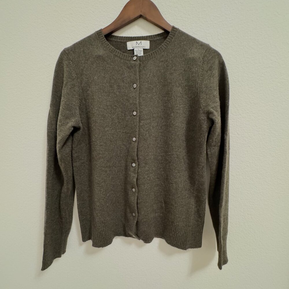 Magaschoni - Olive Green Cardigan - Cashmere - Large
